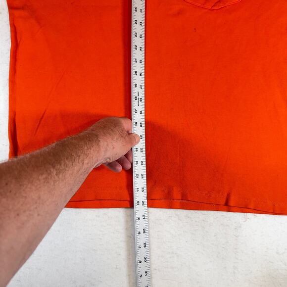 Catskill Mountain Clothiers Henley Shirt XL Safe Orange Union Made USA Crew Neck - Picture 7 of 10